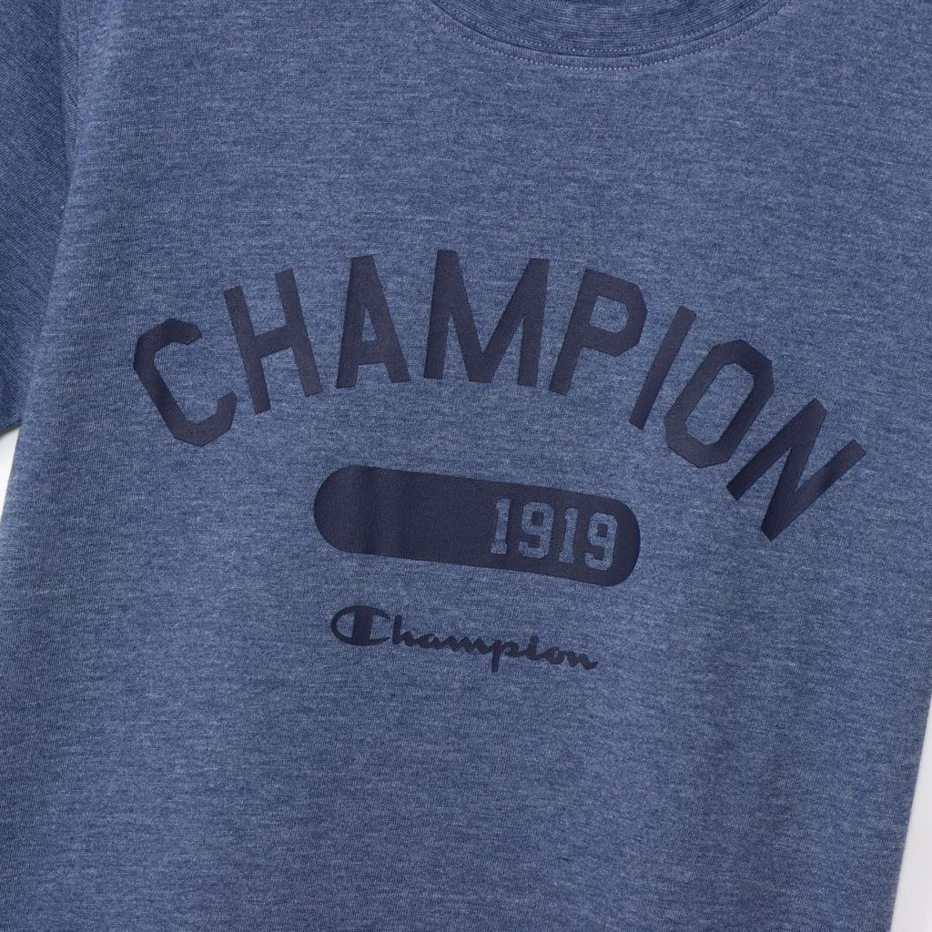 Champion Short Sleeve Crew Graphic Logo School Heather Blue Kids' T-Shirt, Neck, Print, Boys, CK-ZS317,