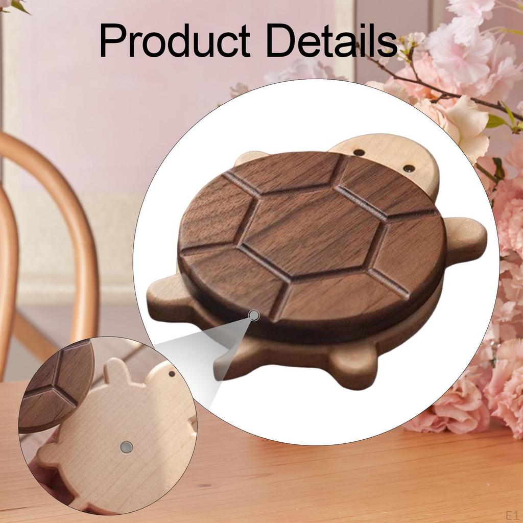 Cute Wood Turtle Coaster Pad Drink Holder Dia. 3.4inch Multipurpose Funny Heat Resistant Decorative
