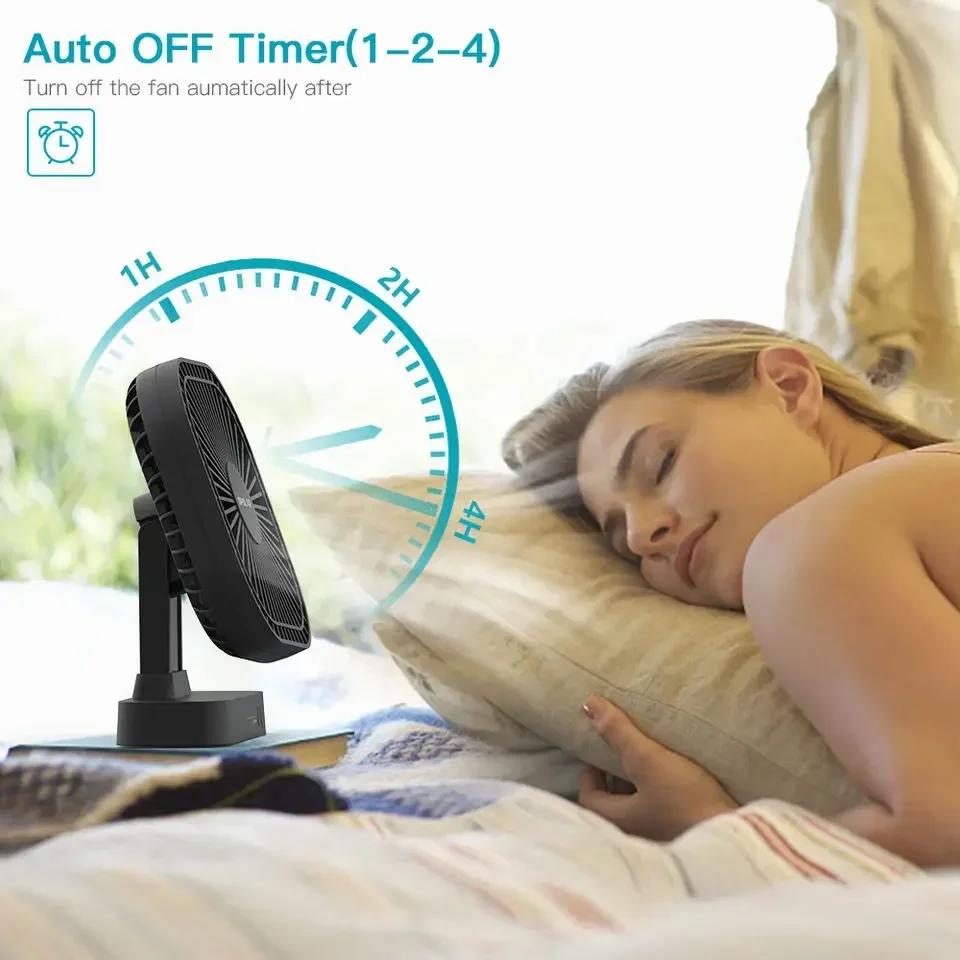 NEW Mini USB Fan Rechargeable Battery Fan with Timer Strong Wind 3 Speed 7 Fan Leaf Desktop Portable Office Camping Outdoor