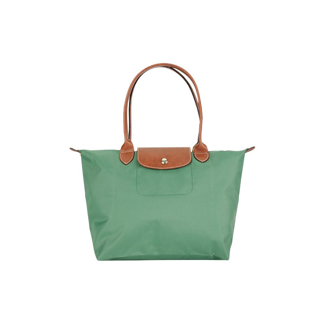 

Longchamp Le Pliage Solid Logo Snap Zipper Foldable Nylon Canvas Dumpling Tote Shopping Shoulder Bag Medium Women tote Sage-Green 2605089P84 Basic Set (Bag)