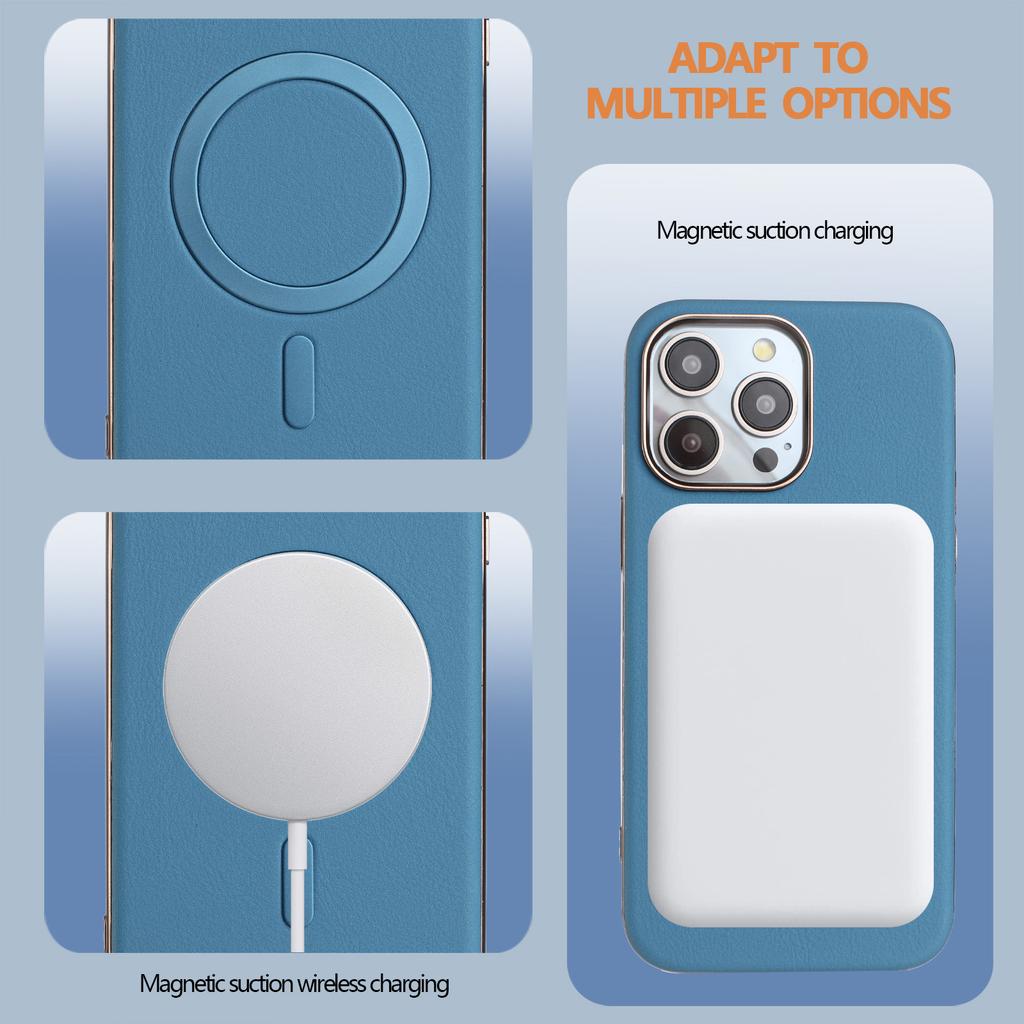 BINFEN COLOR BF40 For iPhone 16 Pro Max Case Compatible with MagSafe Electroplated PU+TPU Phone Back Cover