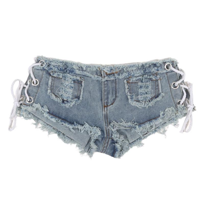Damen Sexy Cut Off Low Waist Ripped Denim Jeans Shorts Bequeme Minihosen Strandparty Clubwear