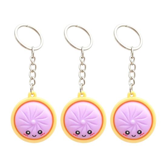 3Pcs Mini Dumpling Keychain Pendant Soft Food Charm Cartoon Snack Accessories for Bags Car