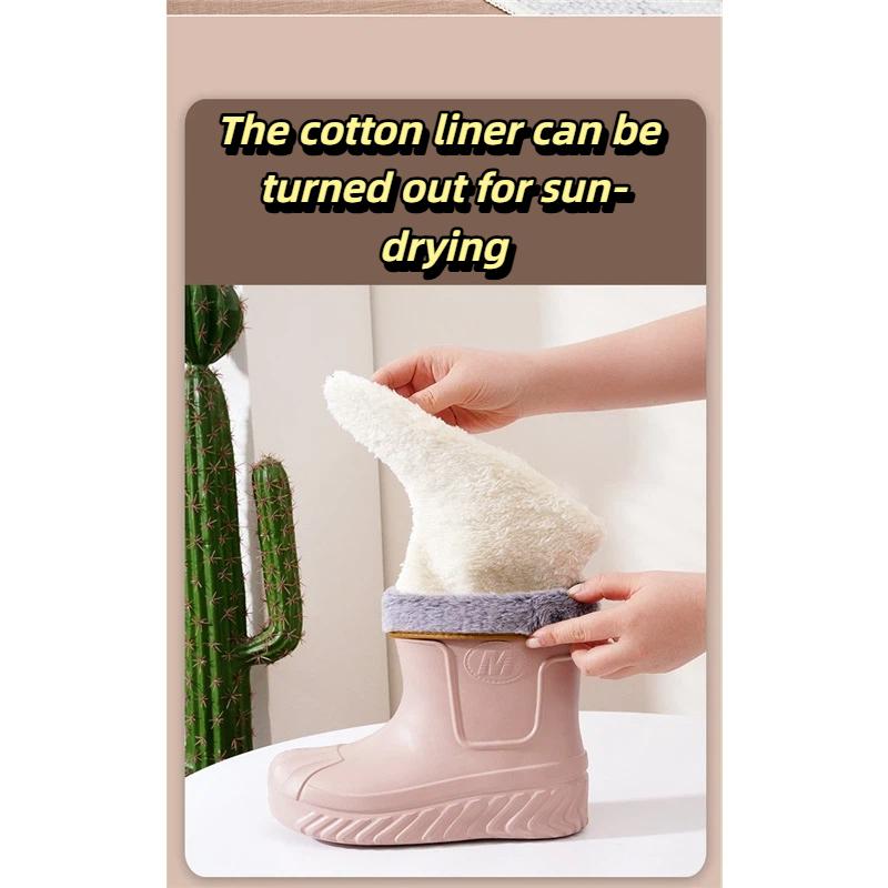 Ladies' Anti Slip Waterproof Warm Cotton Shoes Snow Boots Kitchen Outdoor Car Wash Cold Storage Work Shoes