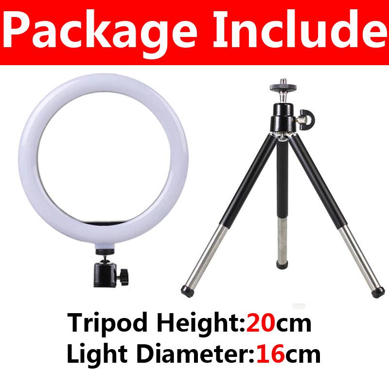 LED Ring Light Photography Adjustable Lighting Phone Ringlight With 20cm Tripod Stand USB Round Fill Lamp For Phone Video Live