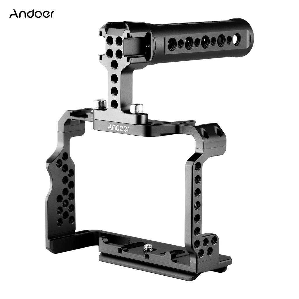 Andoer Kamerakäfig-Set aus Aluminiumlegierung mit Video-Rig, oberer Griff, Ersatz für Sony A7R III/