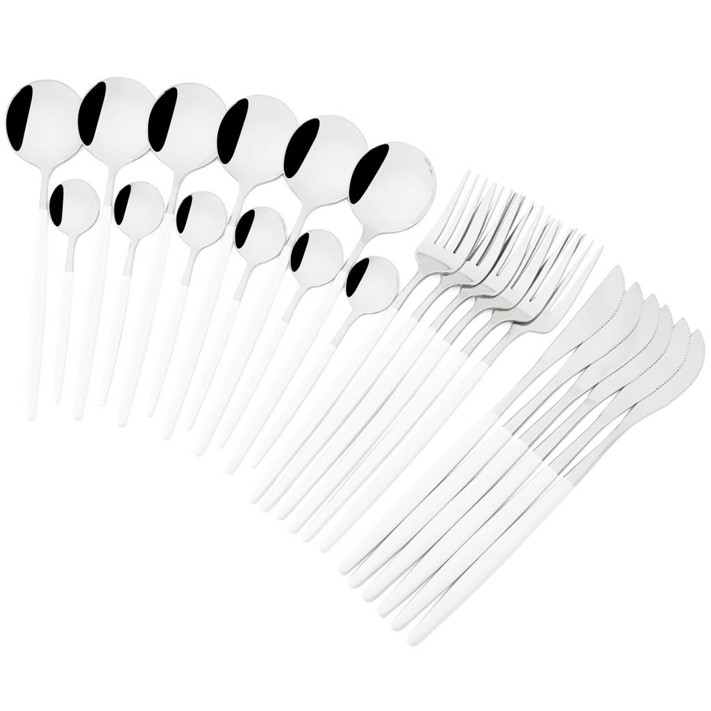 24-teiliges Buntes Gold Besteckset Messer Gabel Teelöffel Besteckset Edelstahl Silberwaren Küchenbesteck Geschirrset