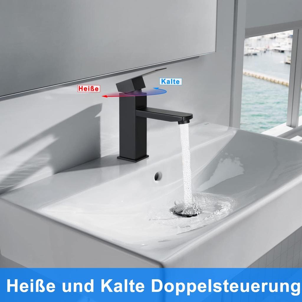 Faucet Bathroom Sink Faucet Sink - Faucet Black Hot and Cold Water Faucet Bathroom Mixed Battery High Pressure Sink Faucet Single Lever Mixer Bathroom