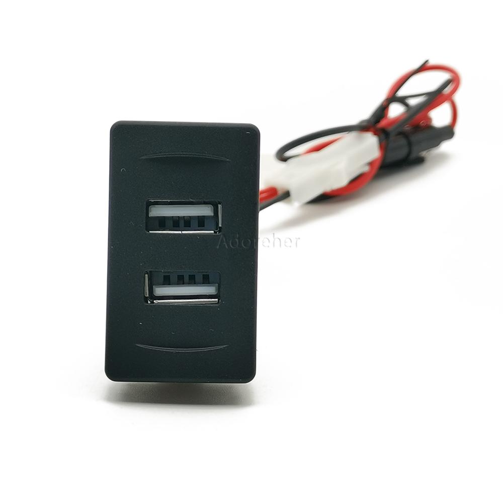 1PC Fit For VW Transport T4 Car Dual USB Charger Socket Blue Light Dual USB Port Power Charging Adapter