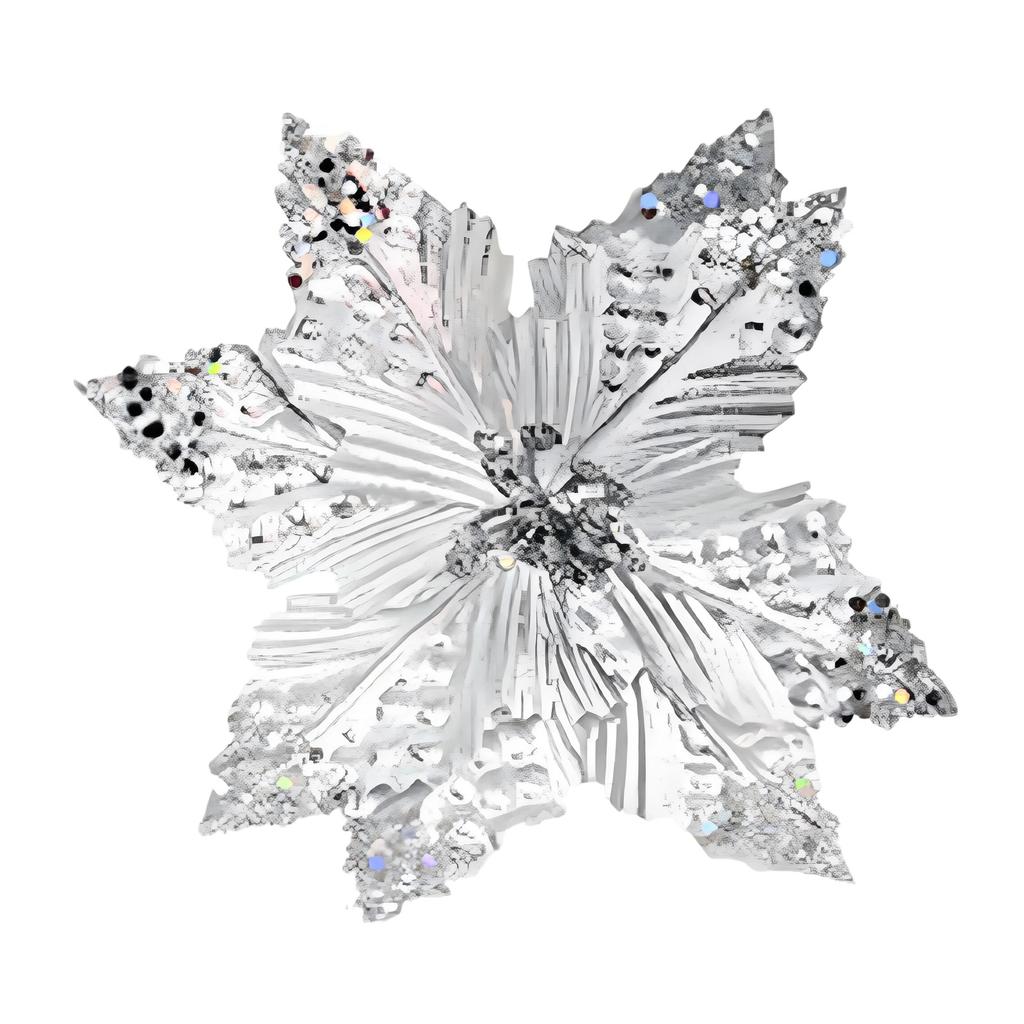 Artificial Christmas Flowers with Glitter for Tree Decoration and DIY Arrangements
