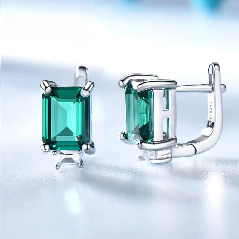 925 Sterling Silver Clip Earrings For Women Natural Gemstone  Earrings Blue Pink Emerald  Premium Topaz Fine Jewelry Party  Gift