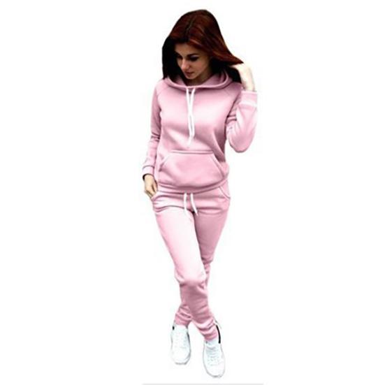 Tuta da donna solida Felpe con cappuccio casual Felpa Pantalone Set Abbigliamento da salotto Completo sportivo 2 pezzi Abiti autunnali invernali