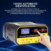 EU-Stecker Überspannungsschutz Intelligente Pulsreparatur Multifunktional 12V 24V 8A Autobatterieladegerät Automatischer Stopp Spannungs- und Temperaturerkennung