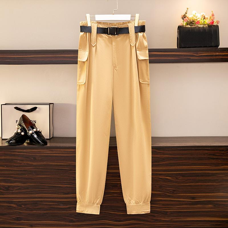 

Женские брюки с эластичной резинкой на талии, повседневные свободные женские спортивные штаны больших размеров, однотонные летние шаровары 6XL хаки