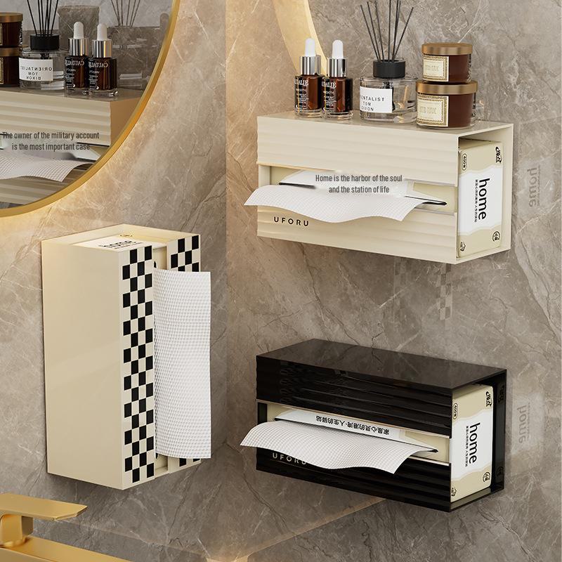 Luxurious Wall-Mounted Toilet Tissue Box: Punch-Free, Plastic Design for Home