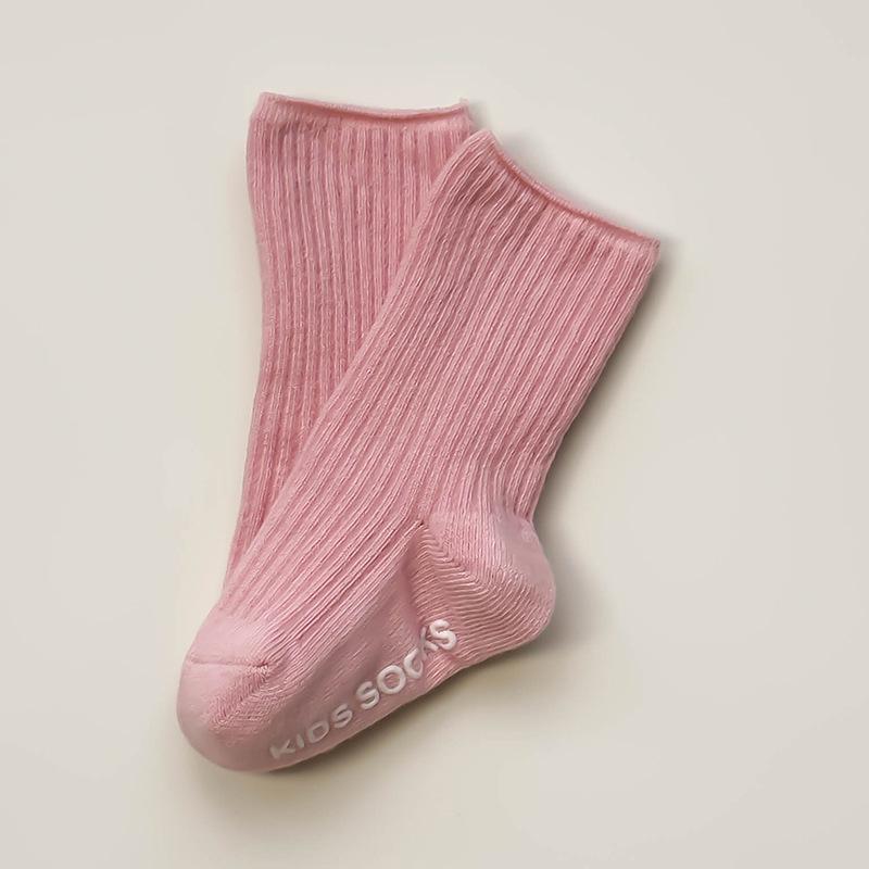 Infant Unisex Cotton Non-Slip Mid-Calf Socks (0-3 Years) - Double Needle, Loose Cuff for Spring/Autumn