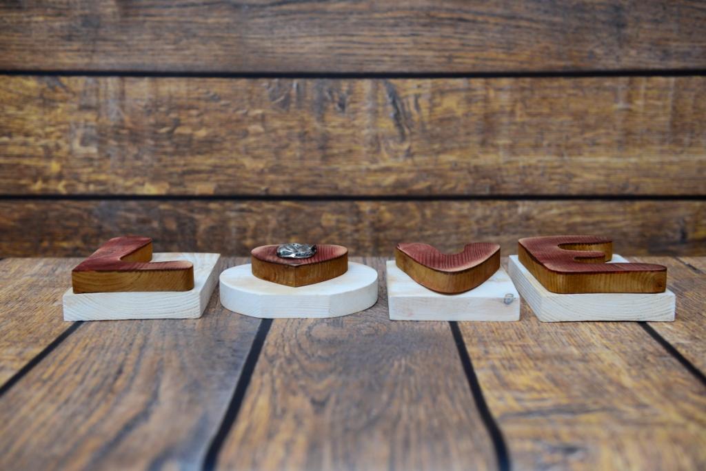Pug II - Wooden LOVE Sign, Interior Decoration with a Dog, Charming Ornament for the Shelf by Art-Dog Brand