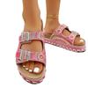 Women’s Buckle Rhinestone Platform Slide Sandals