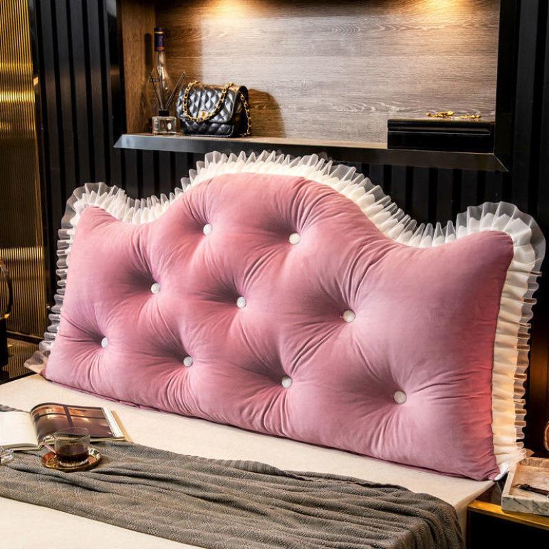 Princess Backrest Cushion: Soft Crystal Velvet, Removable & Washable Pillow for Tatami Bed
