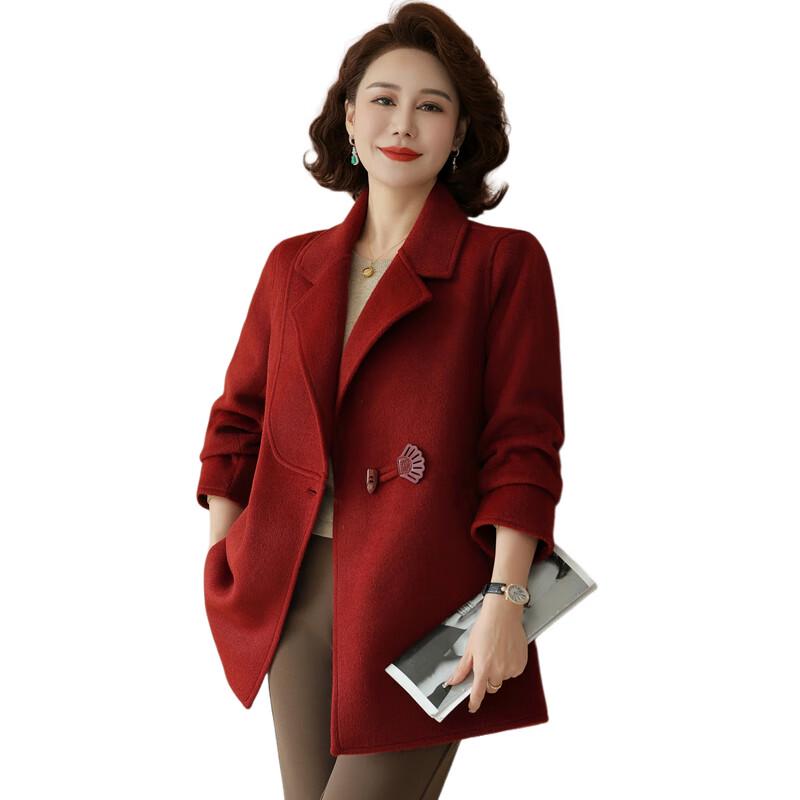 Stylish Mid-Length Wool Blend Coat for Mature Women