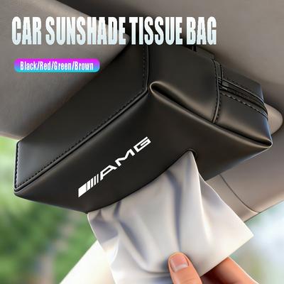 Car Tissue Box Sun Visor Seat Back Paper Towel Storage Bag Keychain For Mercedes Benz AMG W206 W204 W205 W212 W213 W221 W222 W22
