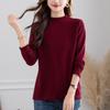 Velvet Semi-High Neck Long Sleeve Women's Plus Size Autumn T-Shirt