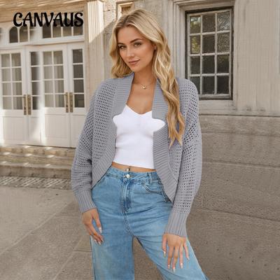 Autumn and Winter Women's Fashion V-neck Bat Sleeve Knitted Cardigan  Sweater