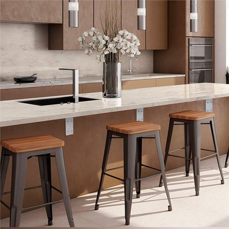 A27F-Metal Countertop Support Brackets,4Mm Thickness Heavy Duty L Shelf Bracket Wall Mounted For Open Shelving