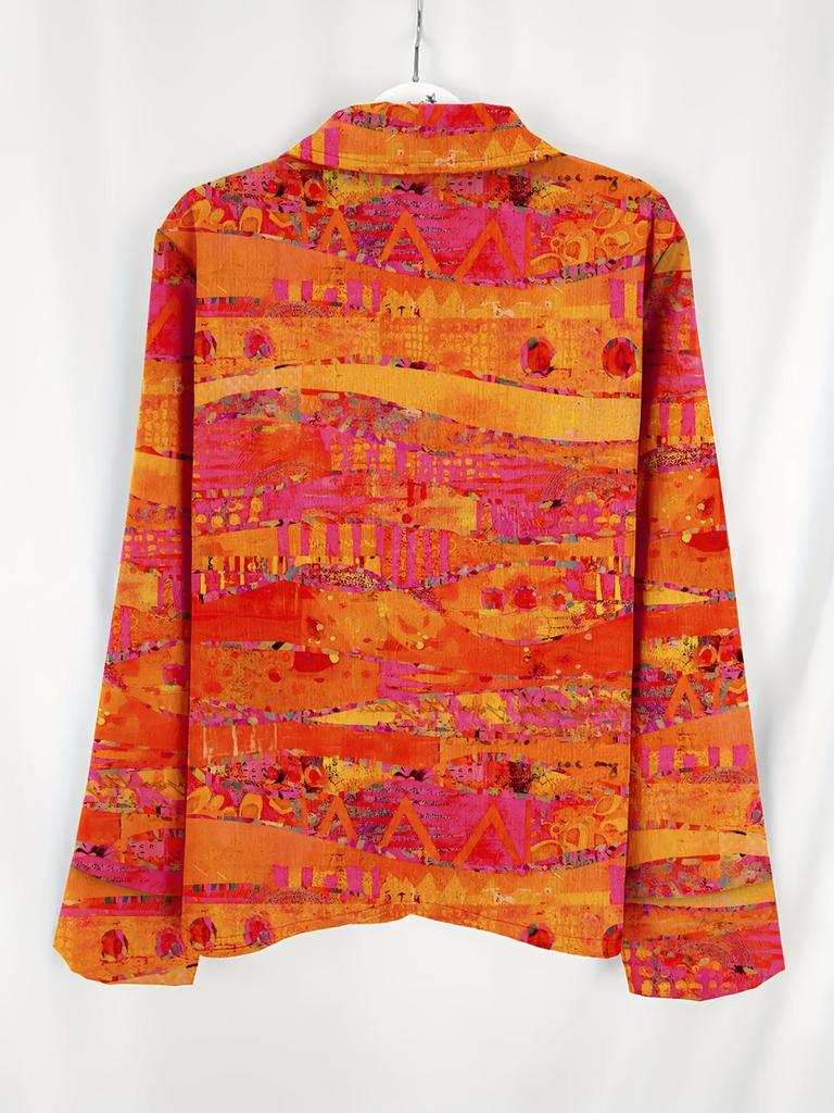 2025 Retro Print Long Sleeve Women's Shirt - European & American Style