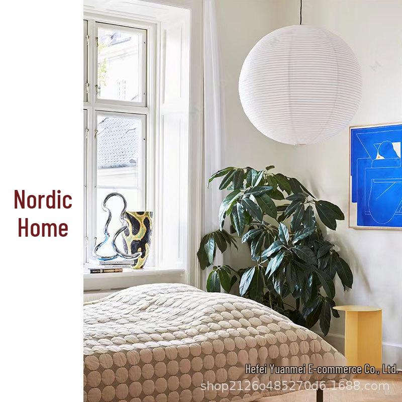 Großer runder Isamu Noguchi japanischer Papierkunst-Kronleuchter für Wohnzimmer, Café, Restaurant und B&B