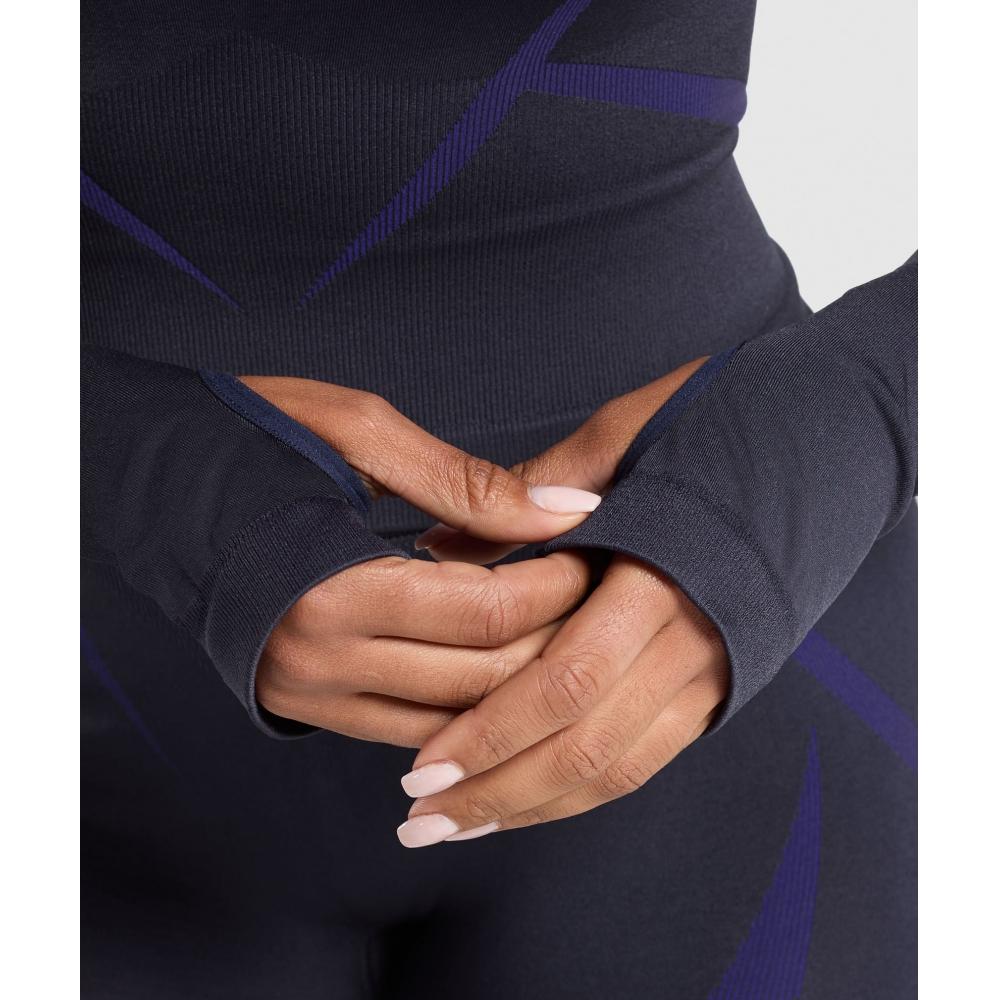 Gymshark Apex Lift Seamless Long Sleeve Crop Top Heavy Blue Cobalt Purple B3c7t Udb3
