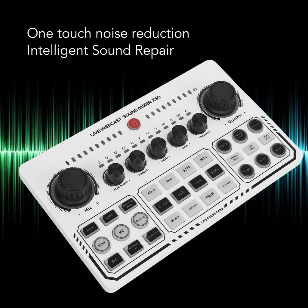 Live Sound Card Intelligent Noise Reduction USB Mini Sound Mixer Board for Music Recording Karaoke Singing
