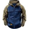 Men Spring & Autumn Solid-Color Hoodie: Youth Multi-Pocket Sports Workwear Hoodie