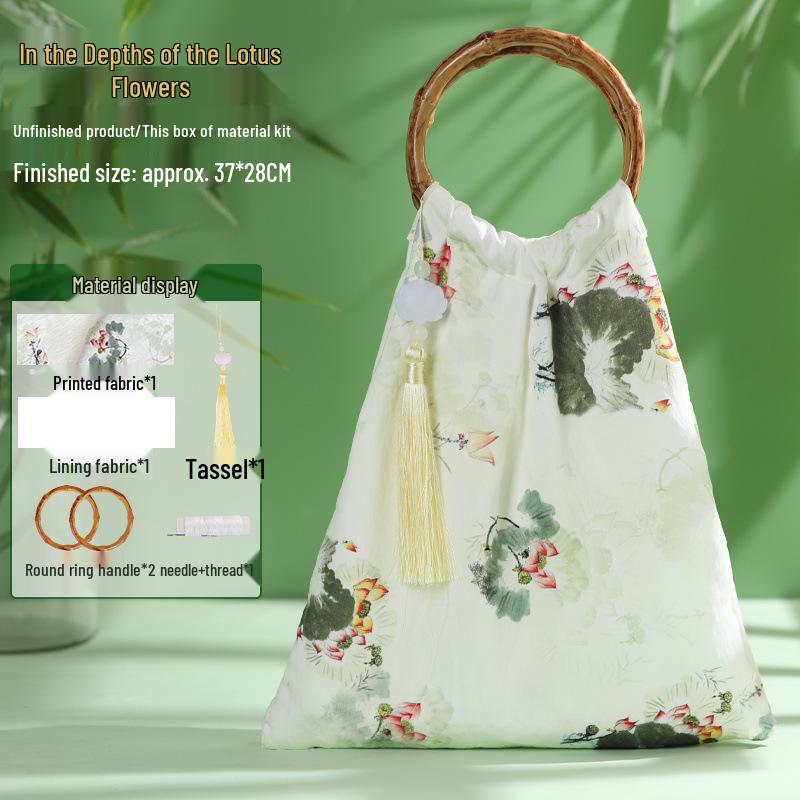 Bamboo Knot DIY Bag Kit - New Chinese Style Cotton Cheongsam Bag for Team Building & Salon Activities