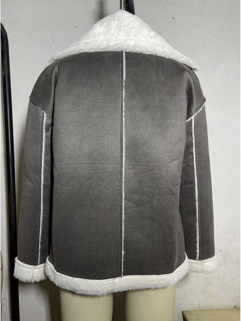 2024 Fashion Turn-Down Collar Plush Winter Warm Casual Jacket