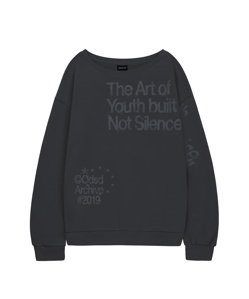 ODDSTUDIO The Art Of Youth Oversized Off-Shoulder Sweatshirt - Charcoal