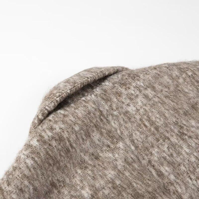 Women's Fashion Lapel Mid-length Suit Coat Autumn Casual Commuting Warm Jacket Elegant Long Sleeve Loose Blazer Coat