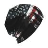 1Pc Fashionable Deer & American Flag Print Skullies Beanie - Polyester & Elastane Knitted Sport Hat For Outdoor Activities