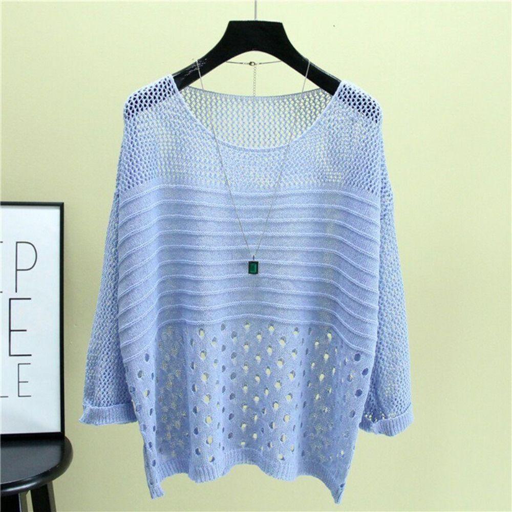 Crochet Knit Knit Sweater Round Neck Hollow Out Top Fashion Beach Cover Up  Beach Vacation