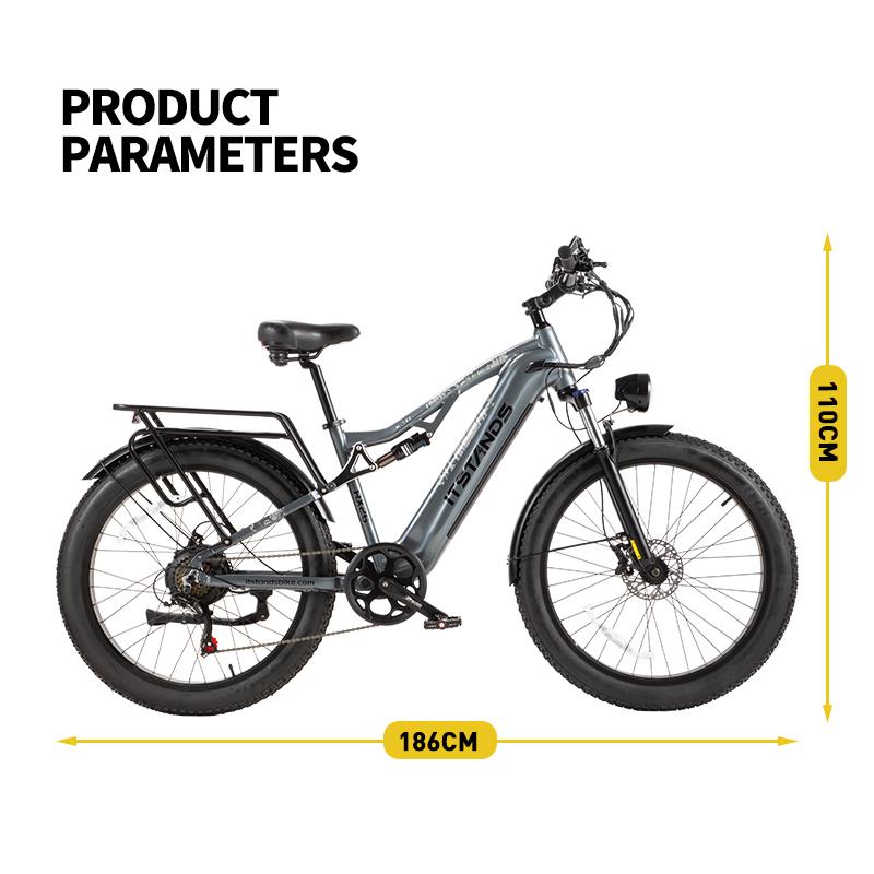 BURCHDA RX26 Elektrofahrrad 1500W Spitzenleistung 48V 20Ah Doppelfederung Fat Tire E-Bike Hydraulische Bremsen 26" Schneeberg Off-Road 70KM Reichweite