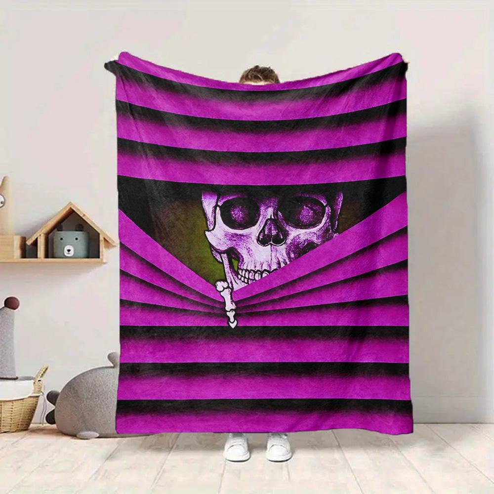 1pc Skull, Bone Blanket, Lightweight Flannel Throw For Sofa, Bed, Travel, Camping, Livingroom, Office, Couch, Chair