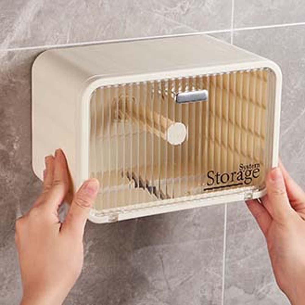 Large Capacity Transparent Storage Rack Wall Mounted Toilet Paper Organizer  Bedside Table