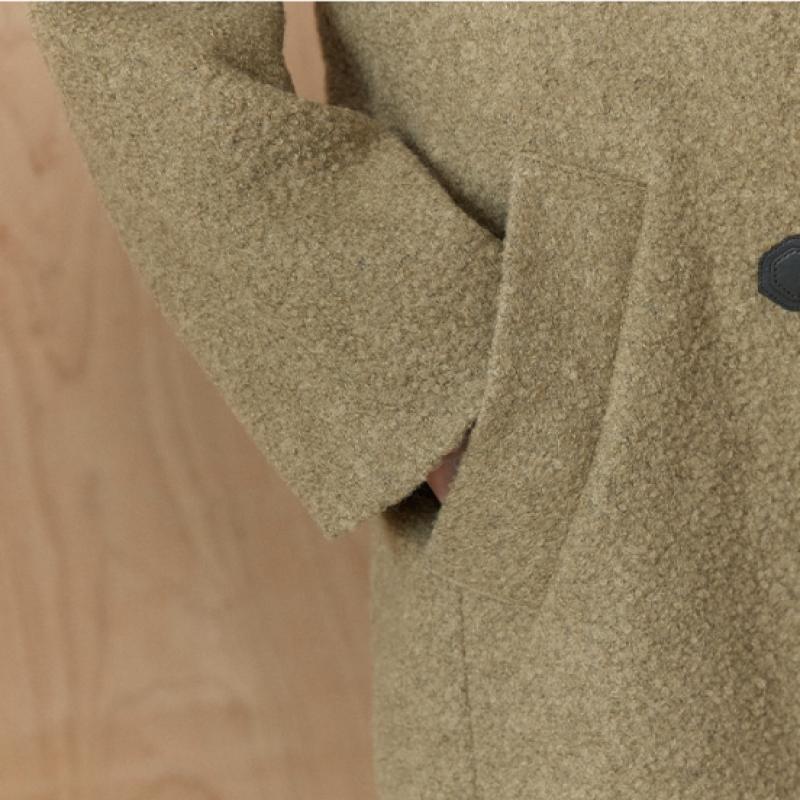 Maxza Wool Alpaca Loose Fit No Collar Boucle Coat Cc11qc300on