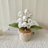 Crocheted Potted Bell Flower Decoration Handmade Knitting Floral Ornament Artificial Hand Woven Flower Home Office Table