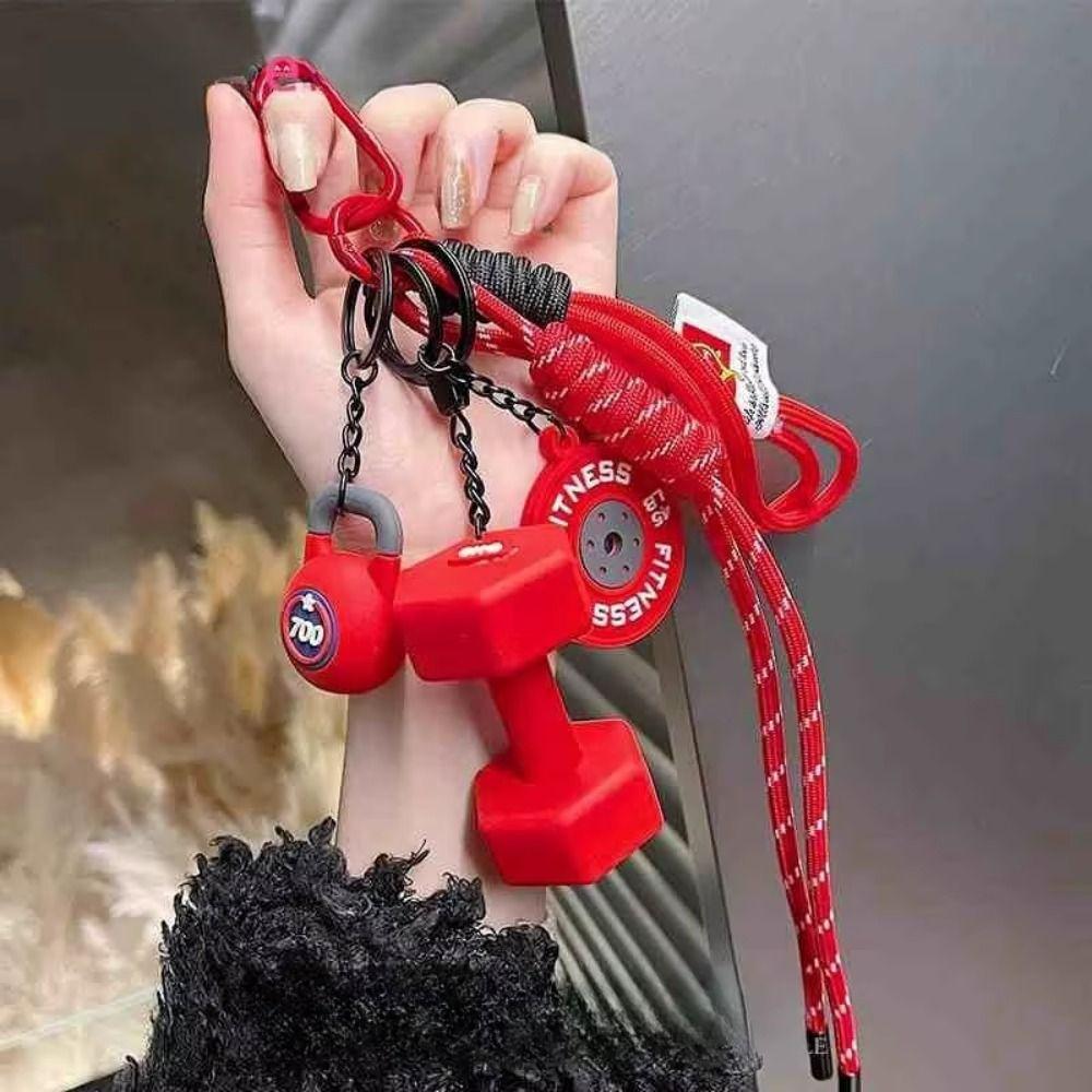 Barbell Plates Big Dumbbells Keychain D-shaped Buckle Fitness Series Pendant  Bodybuilder