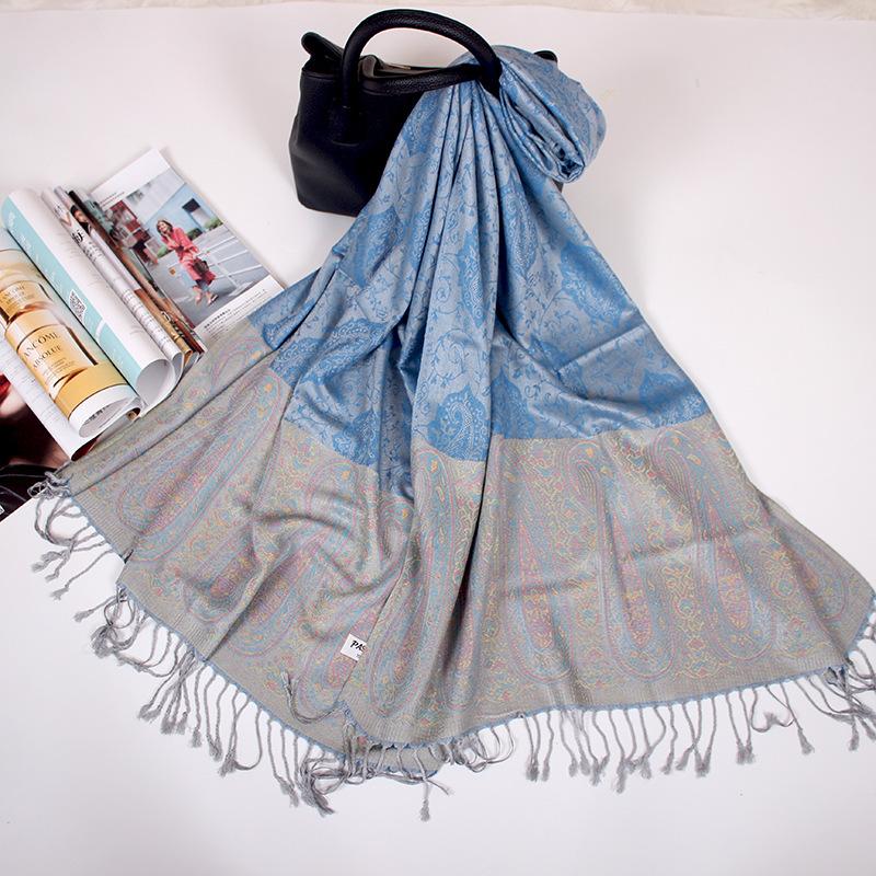 Ethnic Style Cashew Scarf Air Conditioner Large Shawl Scarf Dual-Purpose Jacquard Fringed Spring And Summer Long Cotton Scarf Women