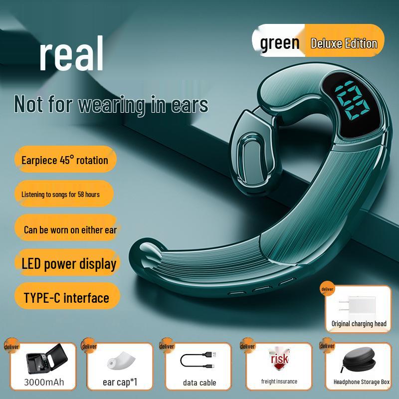 2024 In-Earless True Bone Conduction Bluetooth Ear-Hook Headphones with 5.3 Chip and Extended Battery Life