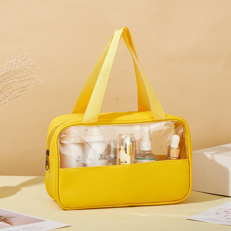 PU Translucent Waterproof Makeup Bag - Large Capacity Travel Bath & Cosmetics Case