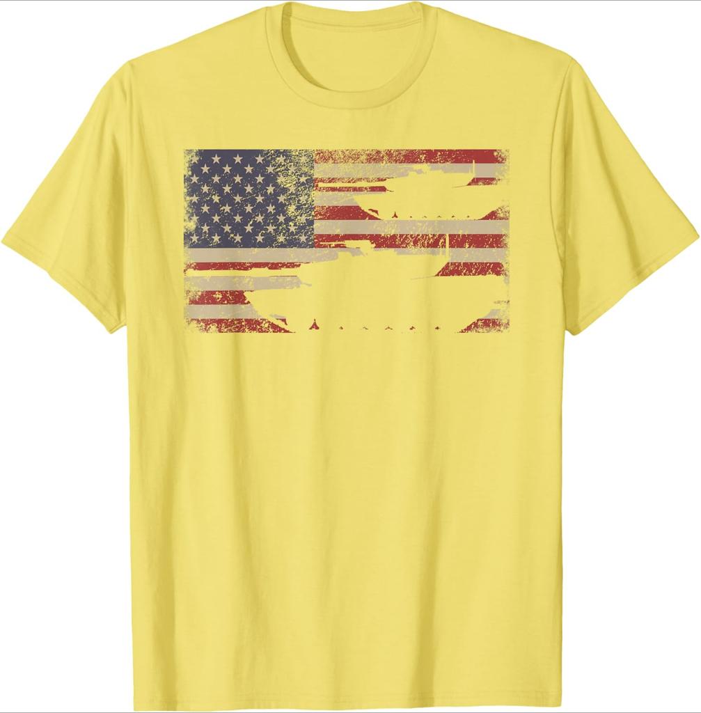 M1 Abrams Battle Tank USA American Flag Design 100 Cotton Summer Short Sleeve Oneck Casual Printed Mens Tshirt