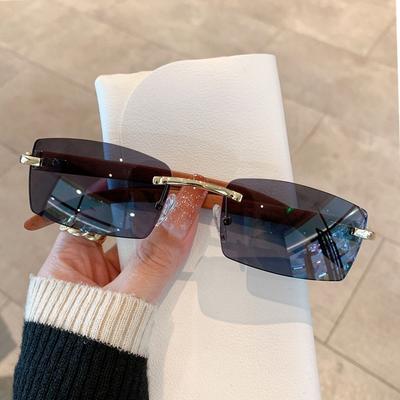 Gradient Punk Zonnebril Trendy UV400 Randloze Brillen Rechthoekige Zonnebril voor Dames & Heren